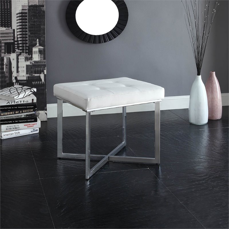 Carolina Classics Summer Vanity Bench White/Chrome