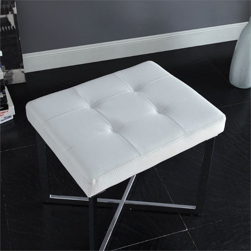 Carolina Classics Summer Vanity Bench White/Chrome
