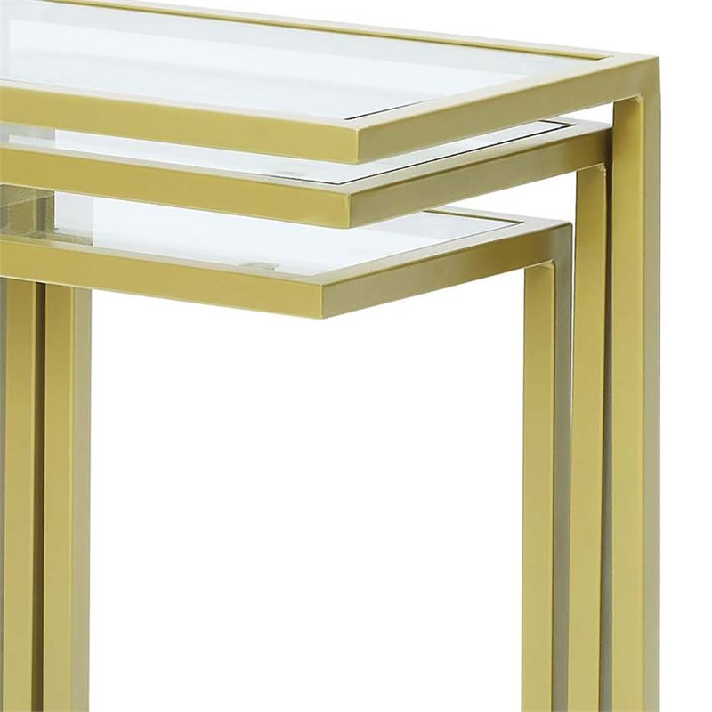 Carolina Classics Addison Tempered Glass Top Nesting Table Set in Gold