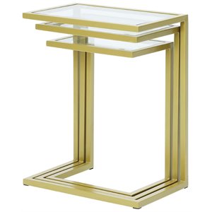 Carolina Classics Addison Tempered Glass Top Nesting Table Set in Gold