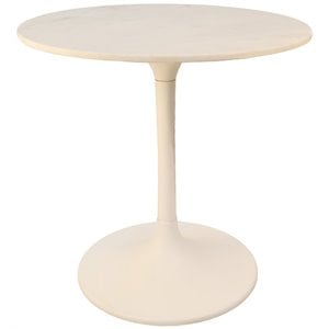 Carolina Classics Enzo 30&quot Round Marble Top Dining Table White Top/White Base