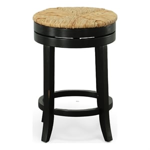 Carolina Classics Irving 24&quot Swivel Rush Seat Counter Stool in Antique Black