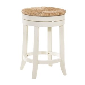 Carolina Classics Irving  24&quot Swivel Rush Seat Counter Stool in Antique White