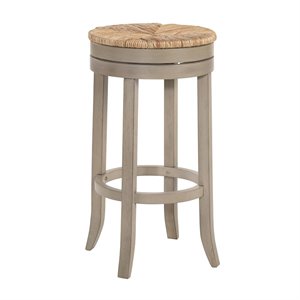 Carolina Classics Irving 30&quot Swivel Rush Seat Bar Stool in Weathered Gray