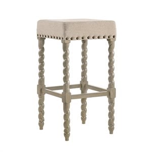 Carolina Classics Remick 30&quot Bar Stool in Weathered Gray and Linen