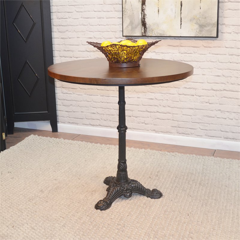 Carolina Classics Velio Mango Wood Table Top Bistro Table in Chestnut and Black