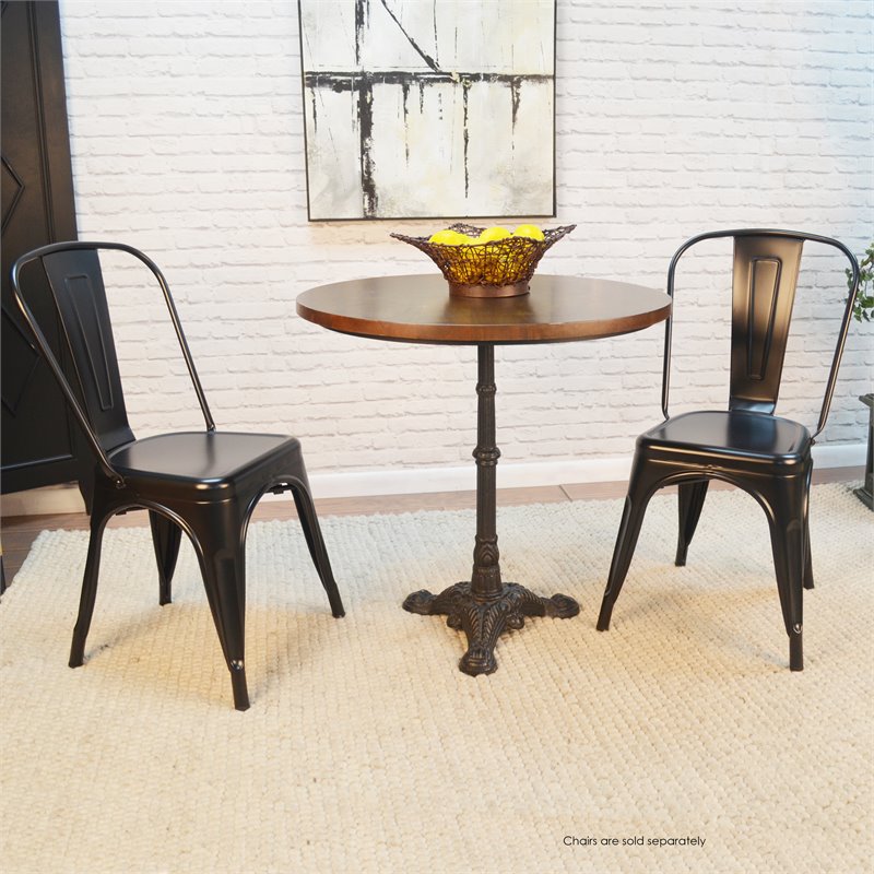 Carolina Classics Velio Mango Wood Table Top Bistro Table in Chestnut and Black