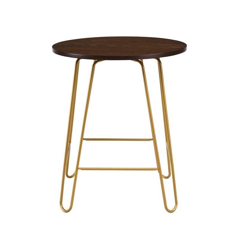 Carolina Classics Ethan 20 In Round Side Table in Elm and Gold