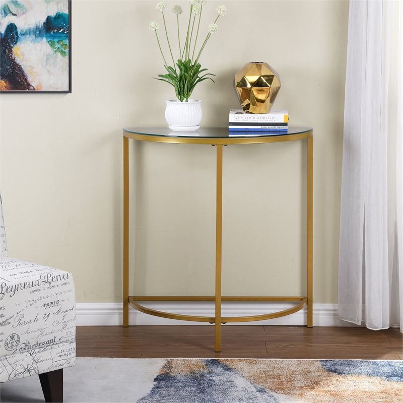 Carolina Classics Fenice Half Round Console in Gold