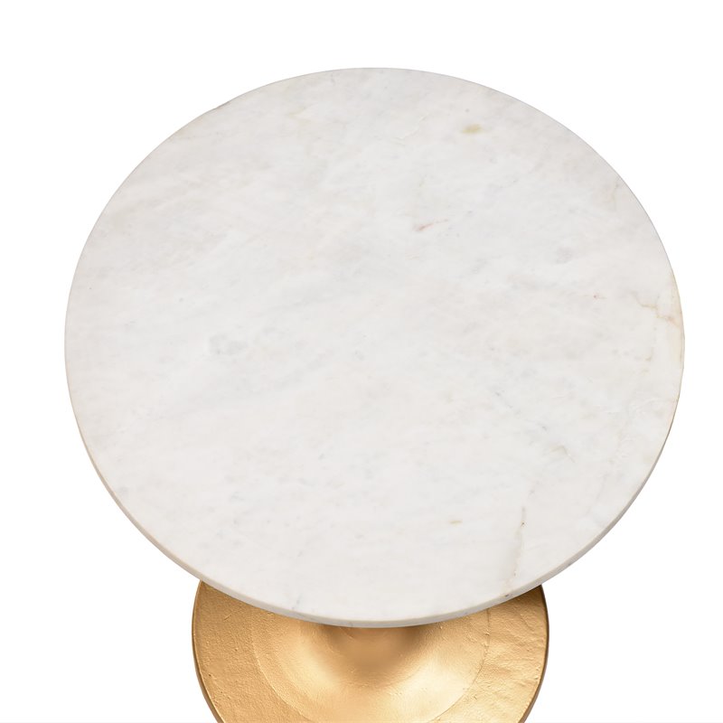 Carolina Classics Piuma Marble Top Accent Table in White and Antique Gold