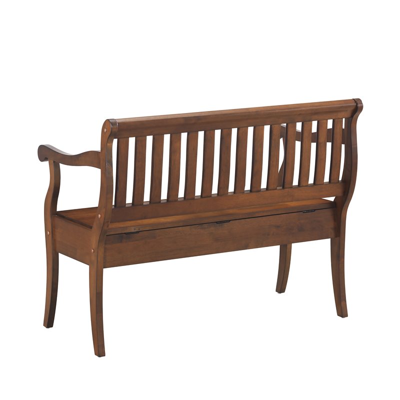 Carolina Classics Veranda Slatted Back Storage Bench in Elm/Black
