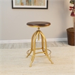 Carolina Classics Ryder Adjustable Metal Stool in Elm and Gold