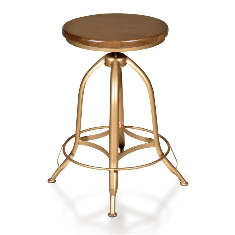 Carolina Classics Ryder Adjustable Metal Stool in Elm and Gold