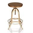 Carolina Classics Ryder Adjustable Metal Stool in Elm and Gold