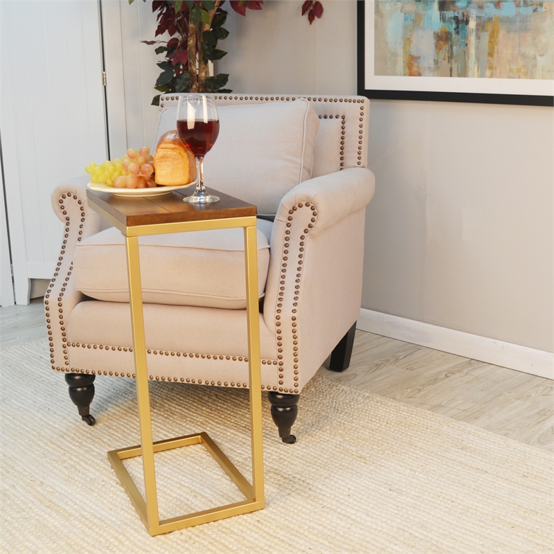 Carolina Classics Aggie Wood Computer Tray Table in Elm and Gold