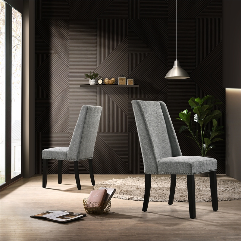 Carolina Classics Laurant Upholstered Wood Dining Chair in Gray (Set of 2)