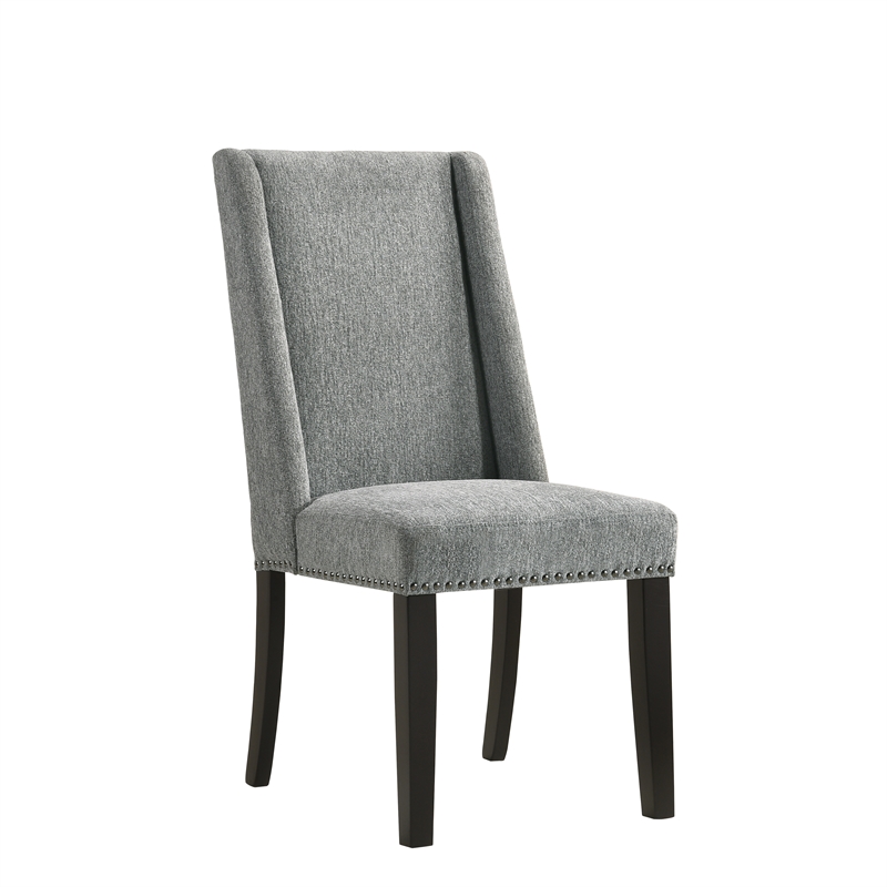 Carolina Classics Laurant Upholstered Wood Dining Chair in Gray (Set of 2)