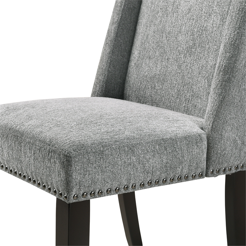 Carolina Classics Laurant Upholstered Wood Dining Chair in Gray (Set of 2)