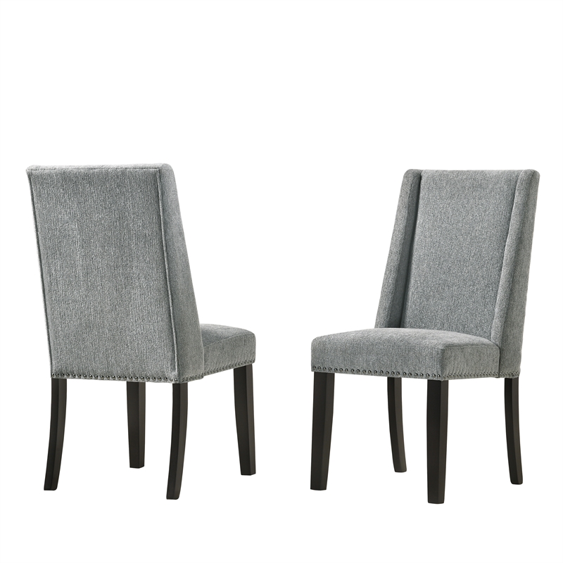 Carolina Classics Laurant Upholstered Wood Dining Chair in Gray (Set of 2)