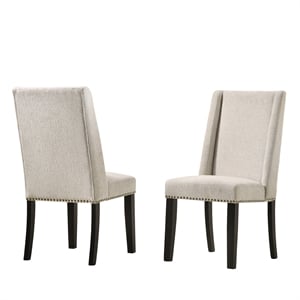 Carolina Classics Laurant Upholstered Wood Dining Chair in Beige (Set of 2)