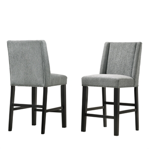 Carolina Classics Laurant Upholstered 24&quot Wood Counter Stool in Gray (Set of 2)