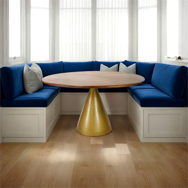 Carolina Classics Gio Pedestal Dining Table in Elm/Gold
