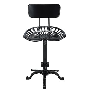 Carolina Classics August Tractor Seat Stool w/ Back in Black