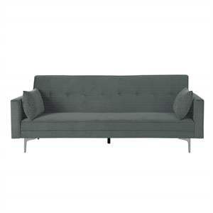 Carolina Classics  Siena Velvet Convertible Sleeper Sofa with Pillows in Gray