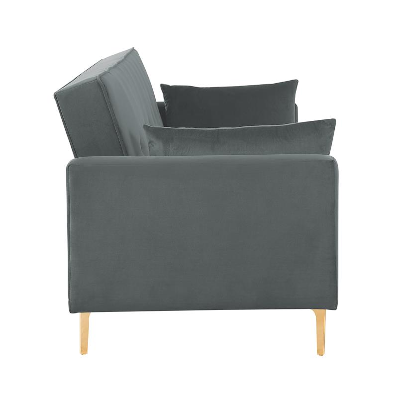Carolina Classics  Siena Velvet Convertible Sleeper Sofa with Pillows in Gray