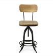 Carolina Classics Mason Adjustable Stool in Natural/Black