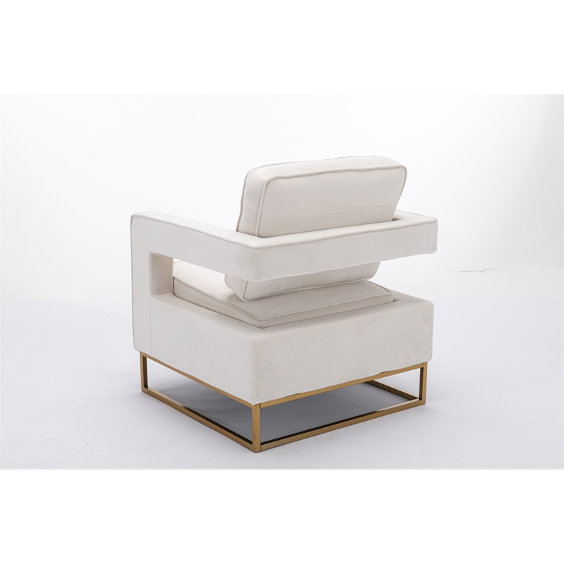 Carolina Classics Adadon 33 In Wide Velvet Upholstered Arm Chair in Cream