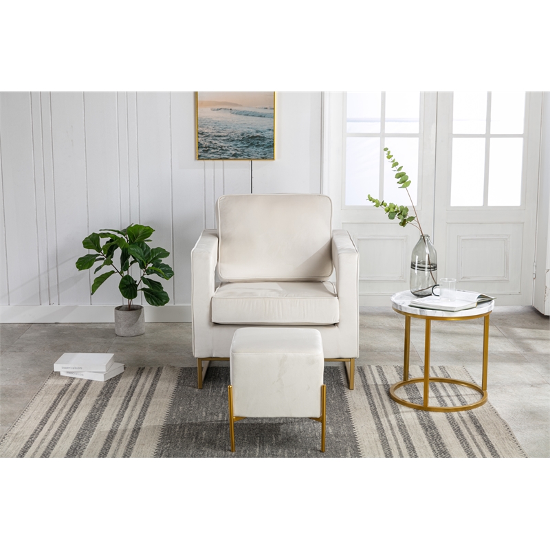 Carolina Classics Adadon 33 In Wide Velvet Upholstered Arm Chair in Cream