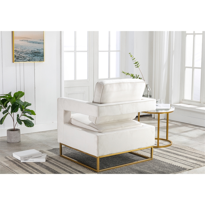 Carolina Classics Adadon 33 In Wide Velvet Upholstered Arm Chair in Cream