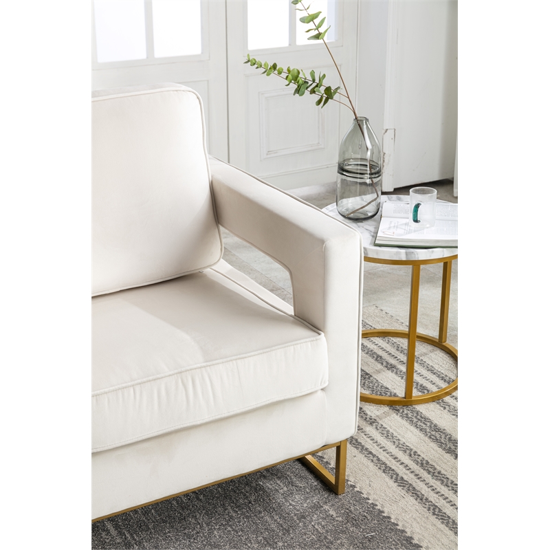 Carolina Classics Adadon 33 In Wide Velvet Upholstered Arm Chair in Cream
