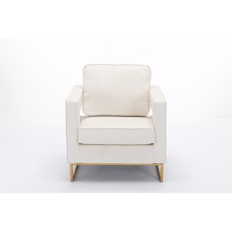 Carolina Classics Adadon 33 In Wide Velvet Upholstered Arm Chair in Cream