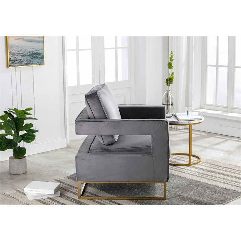 Carolina Classics Adadon 33 In Wide Velvet Upholstered Arm Chair in Gray