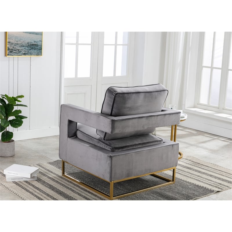 Carolina Classics Adadon 33 In Wide Velvet Upholstered Arm Chair in Gray
