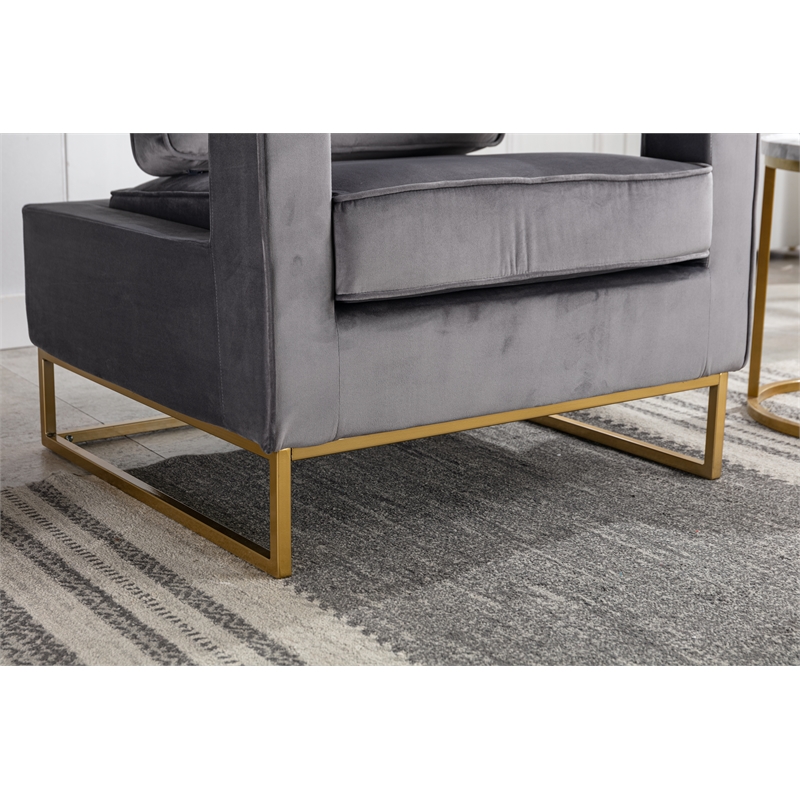 Carolina Classics Adadon 33 In Wide Velvet Upholstered Arm Chair in Gray