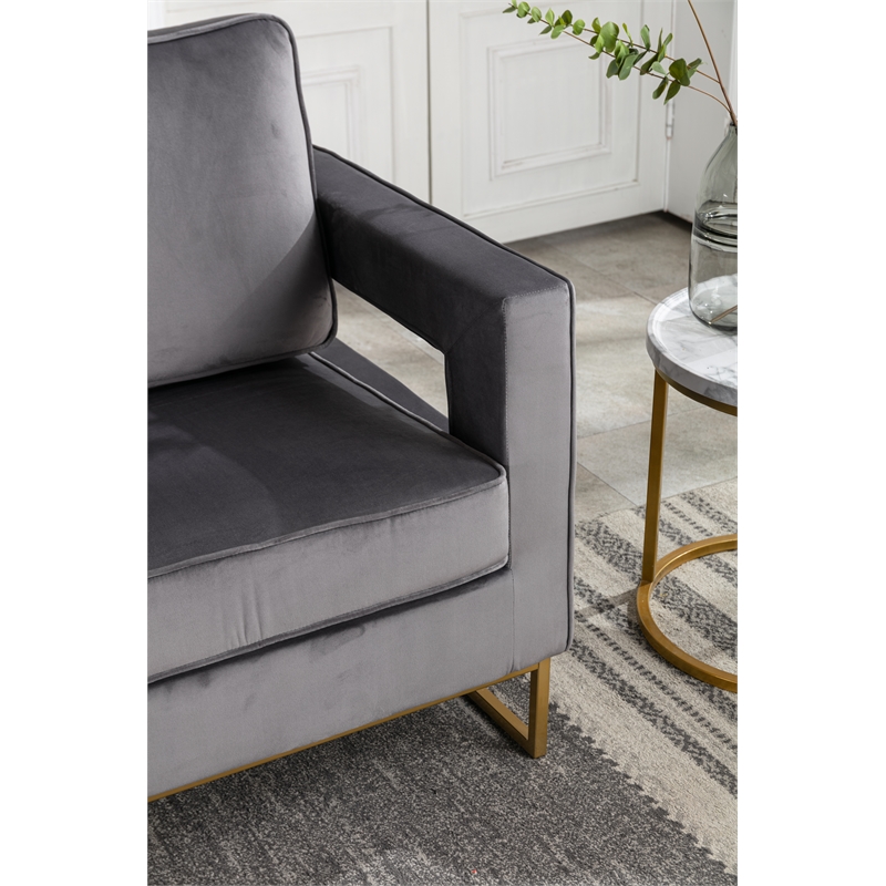 Carolina Classics Adadon 33 In Wide Velvet Upholstered Arm Chair in Gray