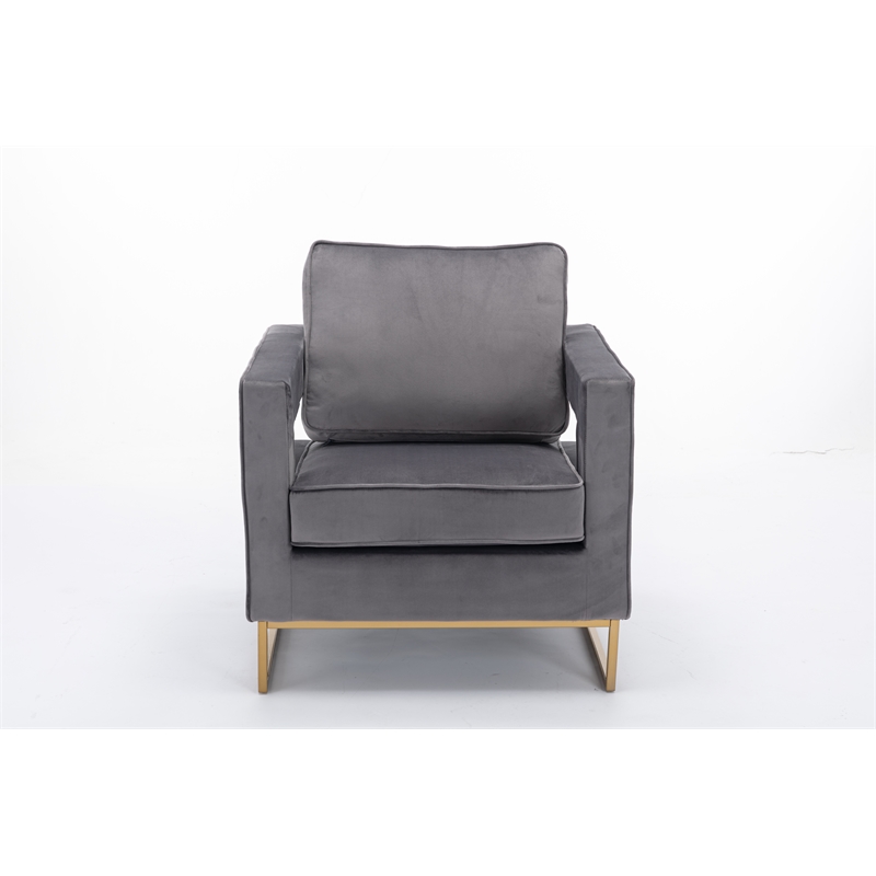 Carolina Classics Adadon 33 In Wide Velvet Upholstered Arm Chair in Gray