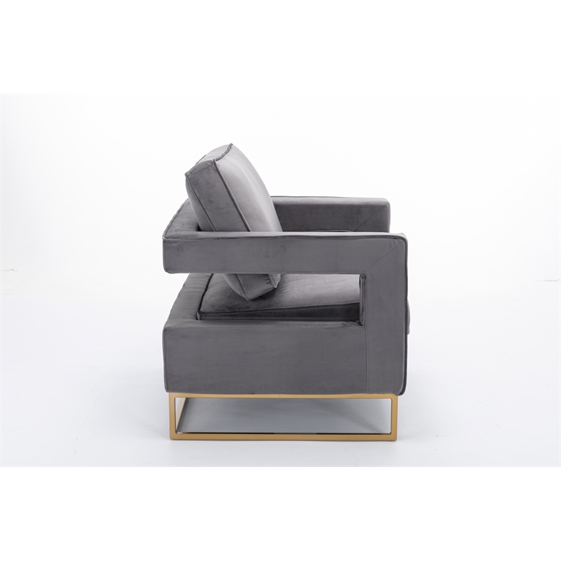 Carolina Classics Adadon 33 In Wide Velvet Upholstered Arm Chair in Gray