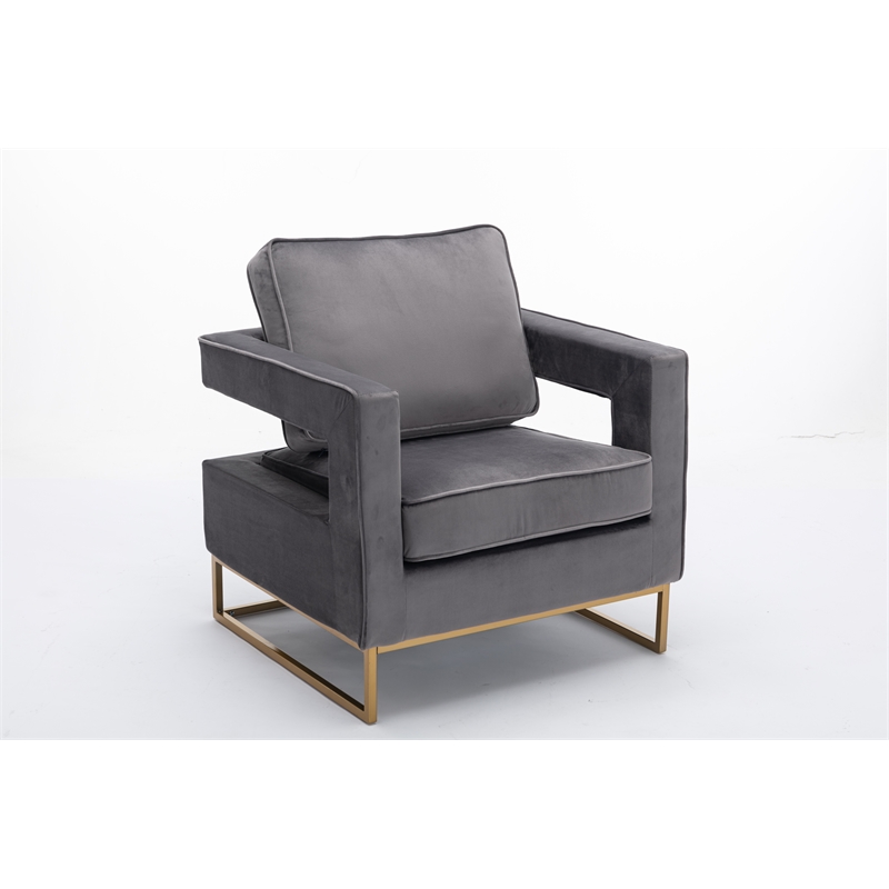 Carolina Classics Adadon 33 In Wide Velvet Upholstered Arm Chair in Gray