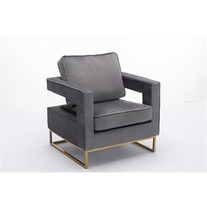 Carolina Classics Adadon 33 In Wide Velvet Upholstered Arm Chair in Gray
