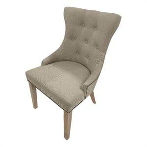 Carolina Classics Julia 18&quot Wood & Linen Chair in Driftwood Brown (Set of 2)