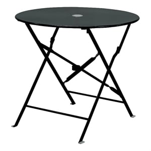 Carolina Classics  30&quot Folding Metal Bistro Table with Umbrella Hole in Black