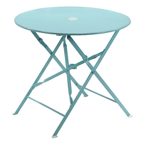 Carolina Classics  30&quot Folding Metal Bistro Table with Umbrella Hole in Teal