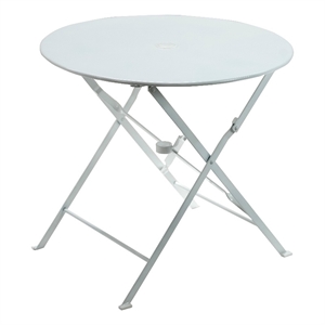 Carolina Classics  30&quot Folding Metal Bistro Table with Umbrella Hole in White