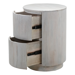 Carolina Classics Kingston 2-Drawer Round Wood Accent Table in Whitewash