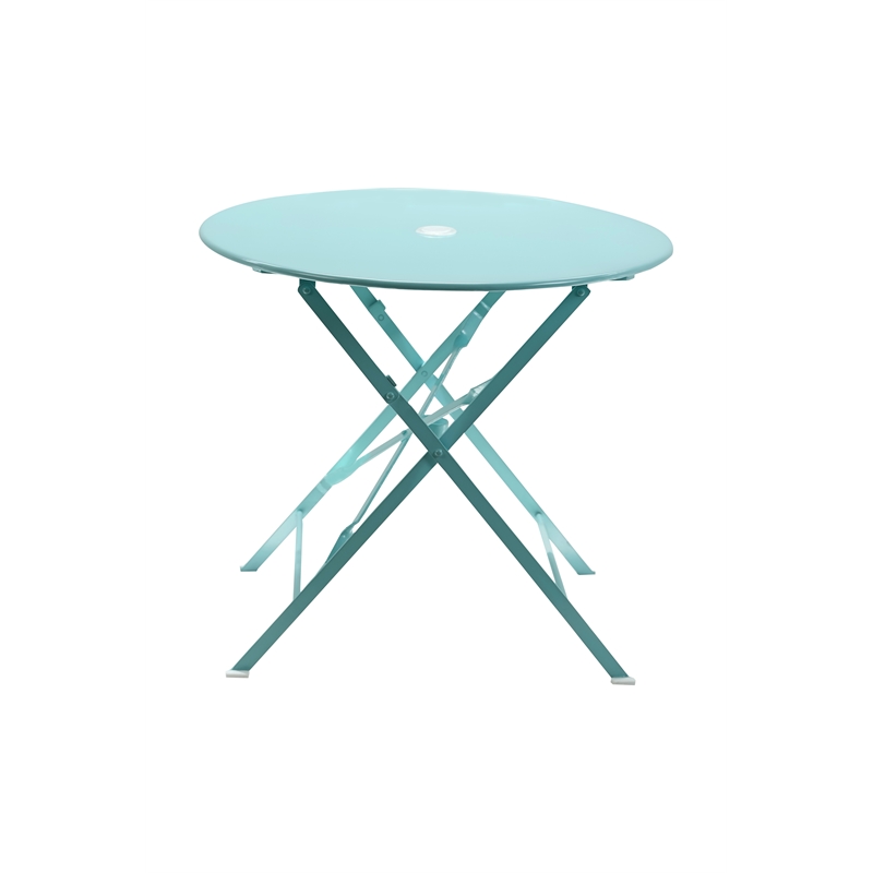 Carolina Classics 3-Piece Round Transitional Metal Bistro Set in Teal