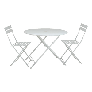Carolina Classics  30&quot Round Bistro Table 3pc Set in White